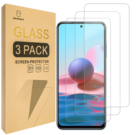 Mr.Shield [3er-Pack] Entwickelt für Xiaomi (Redmi Note 10s) [Gehärtetes Glas] [Japanisches Glas mit 9H-Härte] Displayschutzfolie mit lebenslangem Ersatz