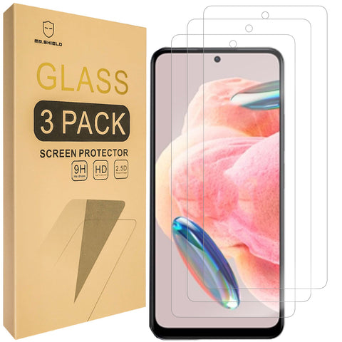 Mr.Shield [3-Pack] Screen Protector For Xiaomi (Redmi Note 12 4G) [Tempered Glass] [Japan Glass with 9H Hardness] Screen Protector with Lifetime Replacement