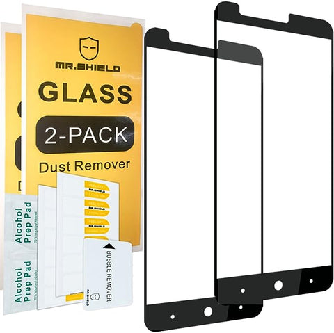 [2-Pack]-Mr.Shield for ZTE ZMAX Pro [Tempered Glass] [Full Cover] [Black] Screen Protector with Lifetime Replacement