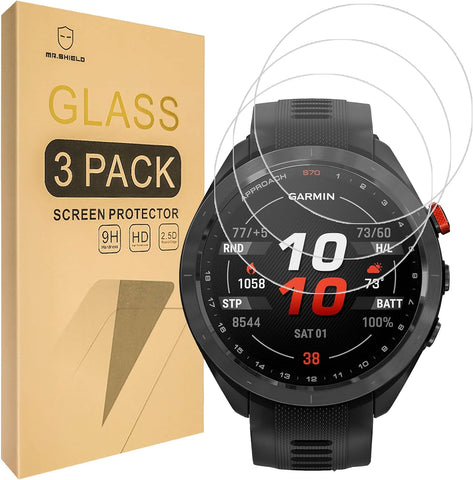 Mr.Shield Screen Protector compatible with Garmin Approach S70 (47mm) / Forerunner 945 LTE [Tempered Glass] [3-PACK] [Japan Glass with 9H Hardness]