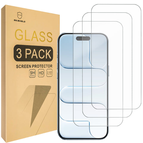 Mr.Shield Screen Protector compatible with iPhone 17 Air [6.6 Inch] [Tempered Glass] [3-PACK] [Japan Glass with 9H Hardness]