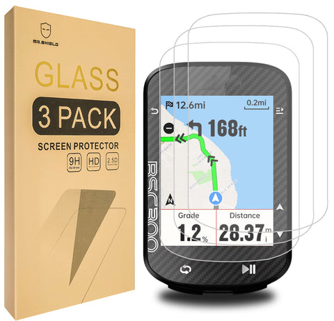 Mr.Shield [3-Pack] Screen Protector For iGPSPORT BSC200 / iGPSPORT BSC300 [Tempered Glass] [Japan Glass with 9H Hardness] Screen Protector Foils