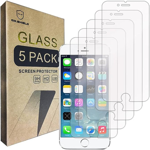 Mr.Shield [5er-Pack] Displayschutzfolie aus gehärtetem Glas für iPhone 6/iPhone 6S mit lebenslangem Ersatz