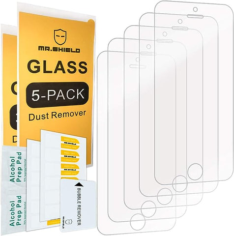 Mr.Shield [5er-Pack] entworfen für iPhone SE (NUR Ausgabe 2016) / iPhone 5/5S / iPhone 5C [gehärtetes Glas] Displayschutzfolie mit lebenslangem Ersatz