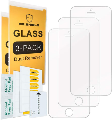 [3-PACK]-Mr.Shield Designed For iPhone SE (2016 Edition ONLY) / iPhone 5 / iPhone 5S / iPhone 5C [Tempered Glass] Screen Protector [Japan Glass With 9H Hardness] with Lifetime Replacement