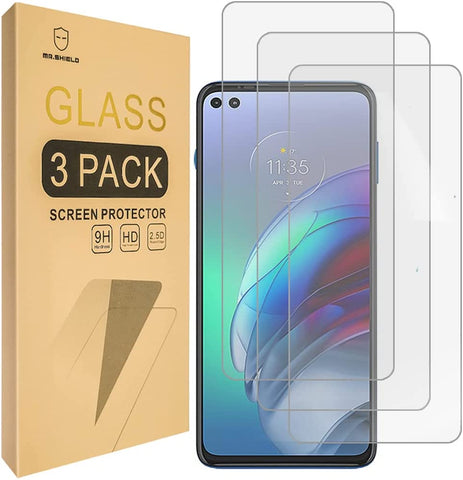 Mr.Shield [3er-Pack] Entwickelt für Motorola (MOTO G100) [Upgrade der Version mit maximaler Bildschirmabdeckung] [Gehärtetes Glas] [Japanisches Glas mit 9H-Härte] Displayschutzfolie mit lebenslangem Ersatz