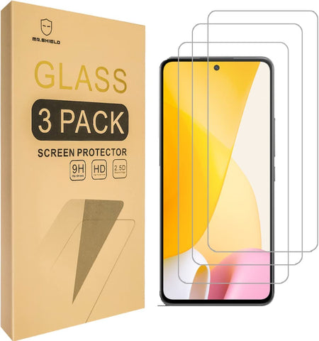 Mr.Shield [3-Pack] Designed For Xiaomi 12 Lite [Shorter Fit for Case Version] [Tempered Glass] [Japan Glass with 9H Hardness] Screen Protector with Lifetime Replacement