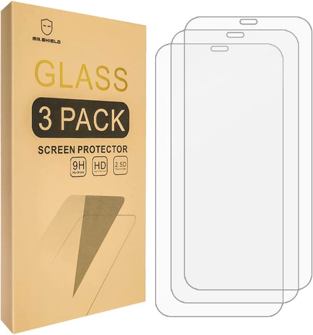 Mr.Shield Displayschutzfolie kompatibel mit iPhone 12 Pro Max [6,7 Zoll Display, 2020] [3er-Pack] [Vollbild-Bildschirmversion] Displayschutzfolie aus gehärtetem Glas