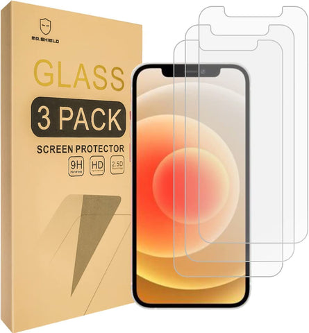 Mr.Shield [3er-Pack] Entwickelt für iPhone 12 Pro Max [Version mit einfacher Gesichtserkennung zum Entsperren] [Gehärtetes Glas] [Japanisches Glas mit 9H-Härte] Displayschutzfolie mit lebenslangem Ersatz