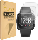 Mr.Shield [3er-Pack] Displayschutzfolie für Fitbit Versa Smart Watch [gehärtetes Glas] Displayschutzfolie [0,3 mm ultradünn, 9H-Härte, 2,5D runde Kante] mit lebenslangem Ersatz