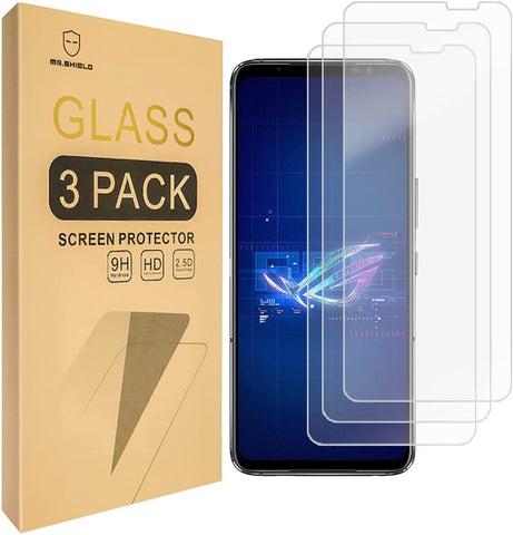 Mr.Shield [3er-Pack] Displayschutzfolie für Asus ROG Phone 6 / ROG Phone 6 Pro [gehärtetes Glas] [Japanisches Glas mit 9H-Härte] mit lebenslangem Ersatz