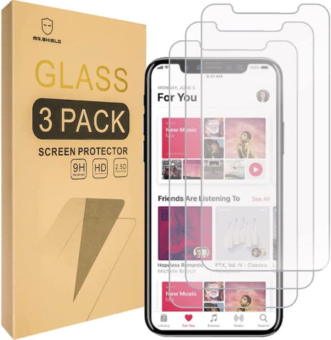 Mr.Shield [3er-Pack] entworfen für iPhone 11 Pro Max [6,5 Zoll 2019/2018] / iPhone Xs Max [6,5 Zoll 2019/2018] [gehärtetes Glas] Displayschutzfolie mit lebenslangem Austausch
