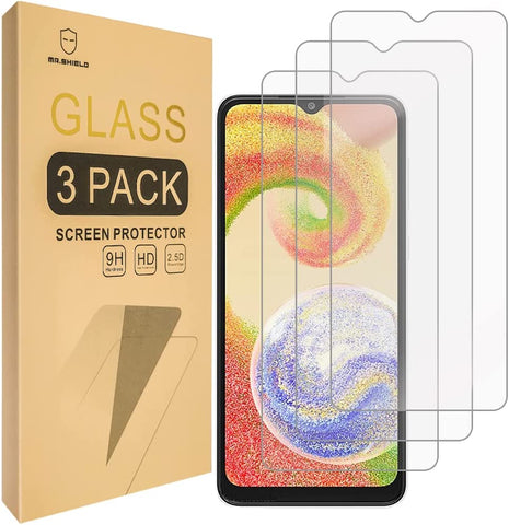 Mr.Shield [3er-Pack] Entwickelt für Samsung Galaxy A04 [Gehärtetes Glas] [Japanisches Glas mit 9H-Härte] Displayschutzfolie mit lebenslangem Ersatz