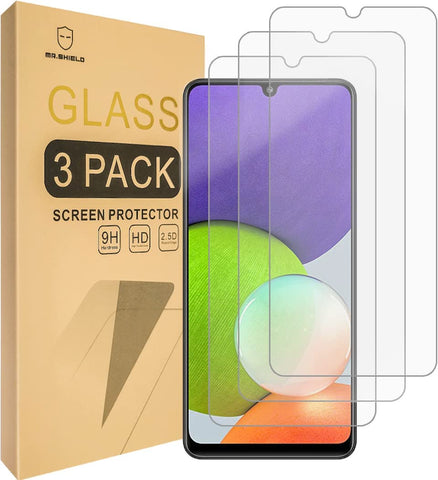 Mr.Shield [3-Pack] Designed For Samsung Galaxy A22 4G [NOT fit For 5G Version] [Tempered Glass] [Japan Glass with 9H Hardness] Screen Protector with Lifetime Replacement
