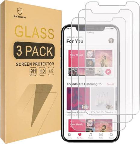 Mr.Shield [3er-Pack] Entwickelt für iPhone Xs Max/iPhone 11 Pro Max [Gehärtetes Glas] Displayschutzfolie [Japanisches Glas mit 9H-Härte] mit lebenslangem Ersatz