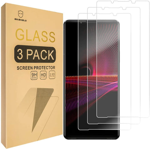 Mr.Shield [3er-Pack] Entwickelt für Sony Xperia 1 III [Gehärtetes Glas] [Japanisches Glas mit 9H-Härte] Displayschutzfolie mit lebenslangem Ersatz