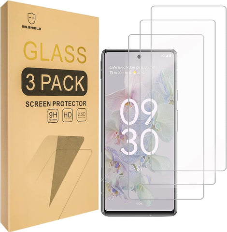 Mr.Shield [3er-Pack] Entwickelt für Google Pixel 6a 5G [Gehärtetes Glas] [Japanisches Glas mit 9H-Härte] Displayschutzfolie mit lebenslangem Ersatz