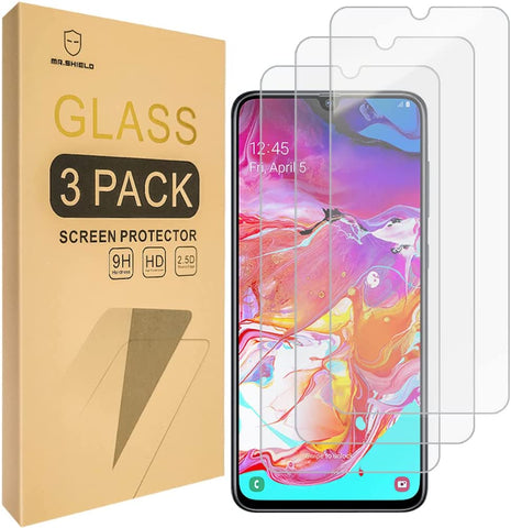 Mr.Shield [3er-Pack] Displayschutzfolie aus gehärtetem Glas für Samsung Galaxy A70 mit lebenslangem Ersatz