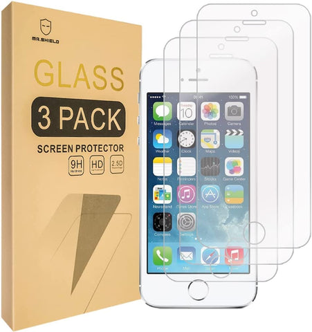 Mr.Shield-[3er-Pack entworfen für iPhone SE (NUR 2016 Edition) / iPhone 5/5S / iPhone 5C [Gehärtetes Glas] Displayschutzfolie mit lebenslangem Ersatz