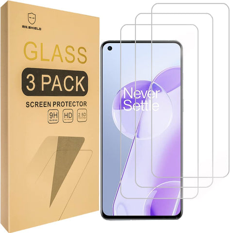 Mr.Shield [3er-Pack] Entwickelt für OnePlus 9RT 5G [Gehärtetes Glas] [Japanisches Glas mit 9H-Härte] Displayschutzfolie mit lebenslangem Ersatz