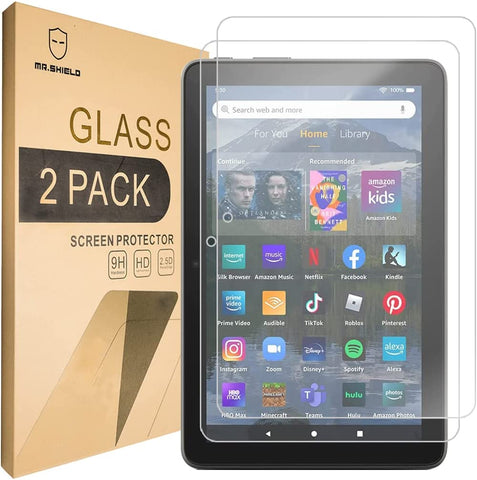 Mr.Shield Displayschutzfolie für das brandneue Fire HD 8 / Fire HD 8 Plus/Fire HD 8 Kids/Fire HD 8 Kids Pro (11. Generation – Veröffentlichung 2022) [Gehärtetes Glas] [2ER-PACK] Displayschutzfolie