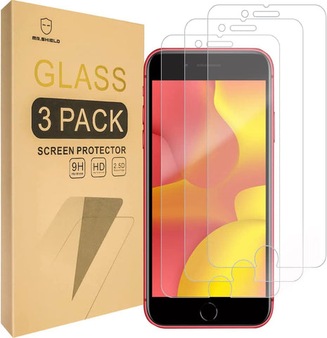Mr.Shield [3er-Pack] Entwickelt für iPhone SE 3 (2022 3. Edition) [Gehärtetes Glas] [Japanisches Glas mit 9H-Härte] Displayschutzfolie mit lebenslangem Ersatz