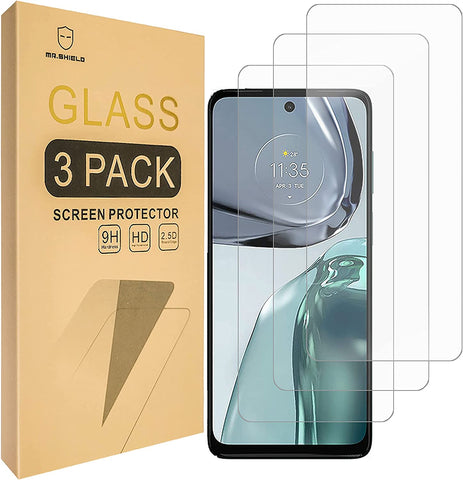 Mr.Shield [3-Pack] Designed For Motorola Moto G62 5G [Upgrade Maximum Cover Screen Version] [Tempered Glass] [Japan Glass with 9H Hardness] Screen Protector with Lifetime Replacement