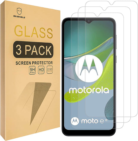Mr.Shield [3er-Pack] Entwickelt für Motorola Moto E13 4G LTE [Gehärtetes Glas] [Japanisches Glas mit 9H-Härte] Displayschutzfolie mit lebenslangem Ersatz